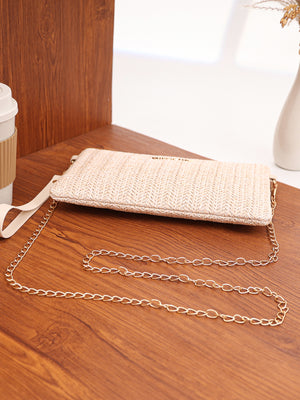 Solid Color Vacation Straw Crossbody Bag