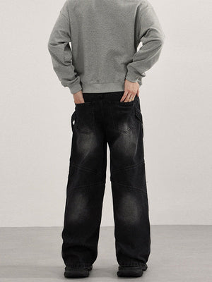 Knee Braces Structure Locomotive Loose Straight Cowboy Cargo Trousers