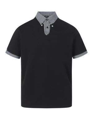 Layered-look Cleanfit Plaid Polo Shirt
