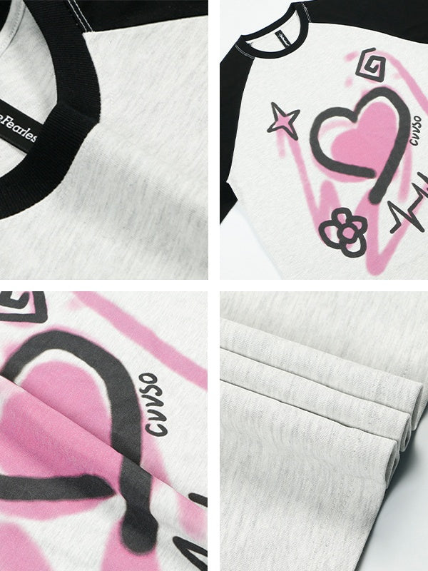 Valentinstagsgeschenk: Farbblock-T-Shirts mit Graffiti-Liebesmotiv