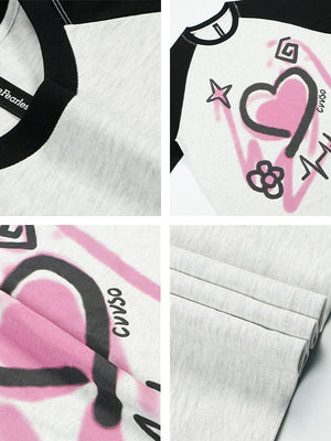 Valentinstagsgeschenk: Farbblock-T-Shirts mit Graffiti-Liebesmotiv