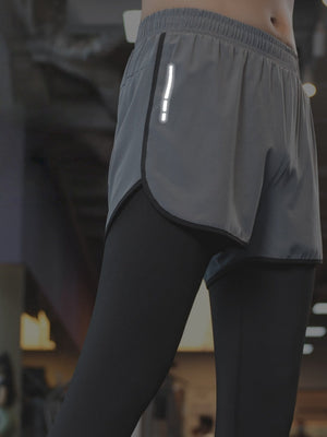 Tight Fake Two Pieces High Elasticity Quick-drying Fitness Running Sweatpants