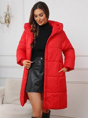 Hooded Zipper Mid-length Thick Down Jacket