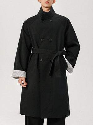 Trench-coats longs à double boutonnage et patchwork