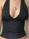 Polka Dots Halter Neck Strap Low-cut Backless Tank Tops&Camis