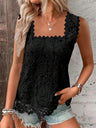 Lace Trim Square Collar Tank Tops&Camis