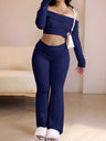Off-shoulder Navel Exposed Tight Top And Long Pants 2-piece Sets