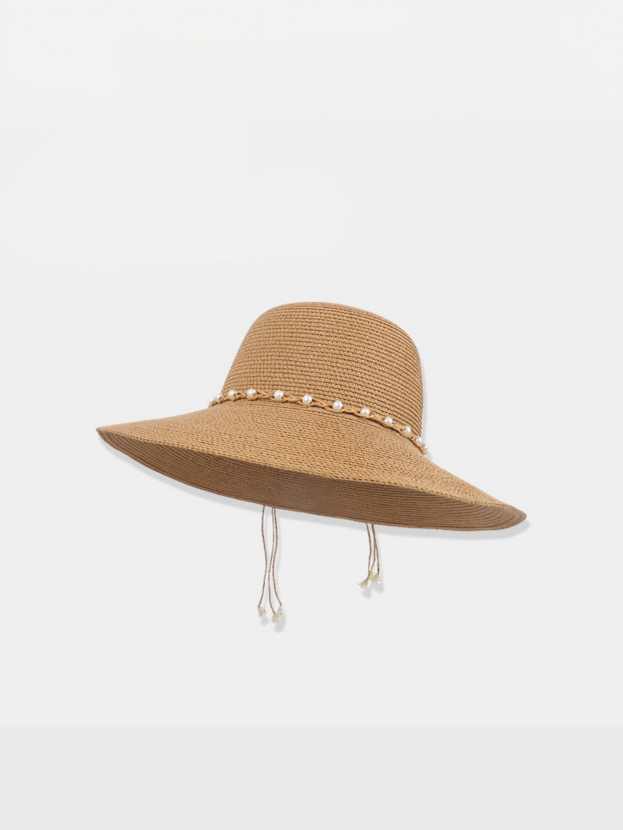 Dome-shaped Wide-brimmed Pearl-woven Band Sunshade And Sun Protection Beach Hat
