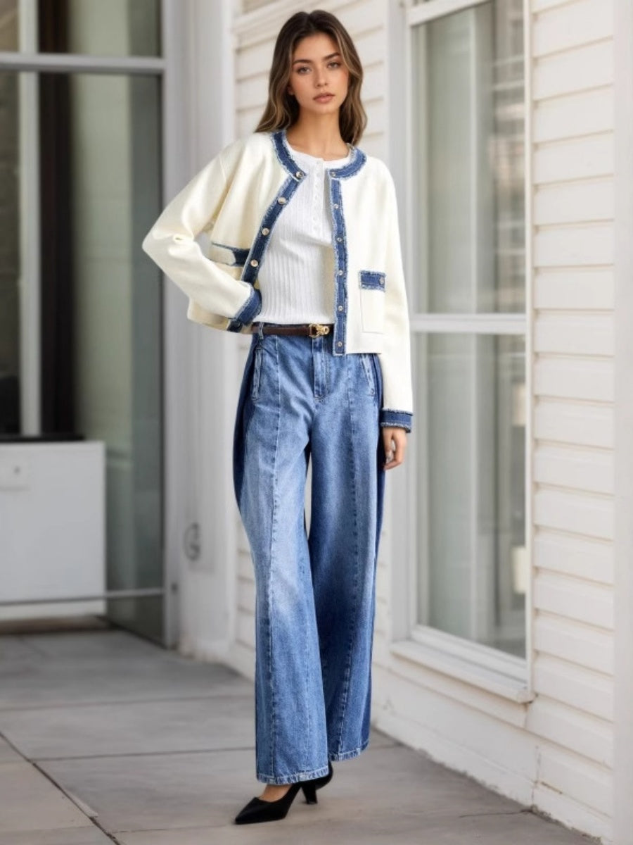 Liber Autumn women's clothing color matching buttons Patchwork jacket