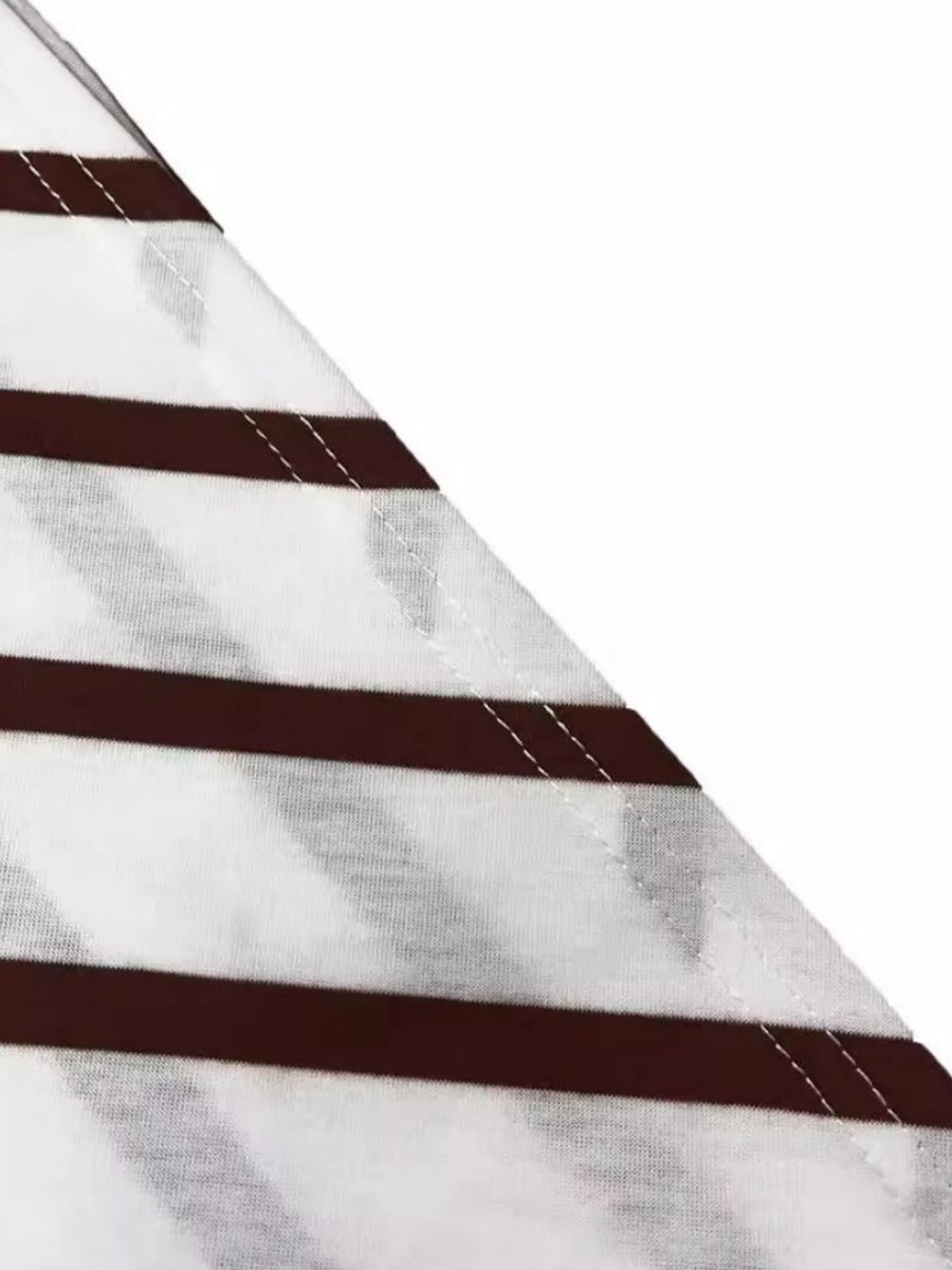 Bandage Stripes Crew Neck Short Sleeve Maxi Dresses