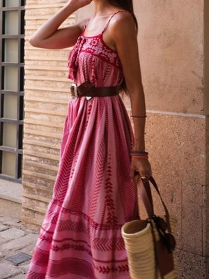 Applique Crochet Splicing Camisoles Maxi Dresses