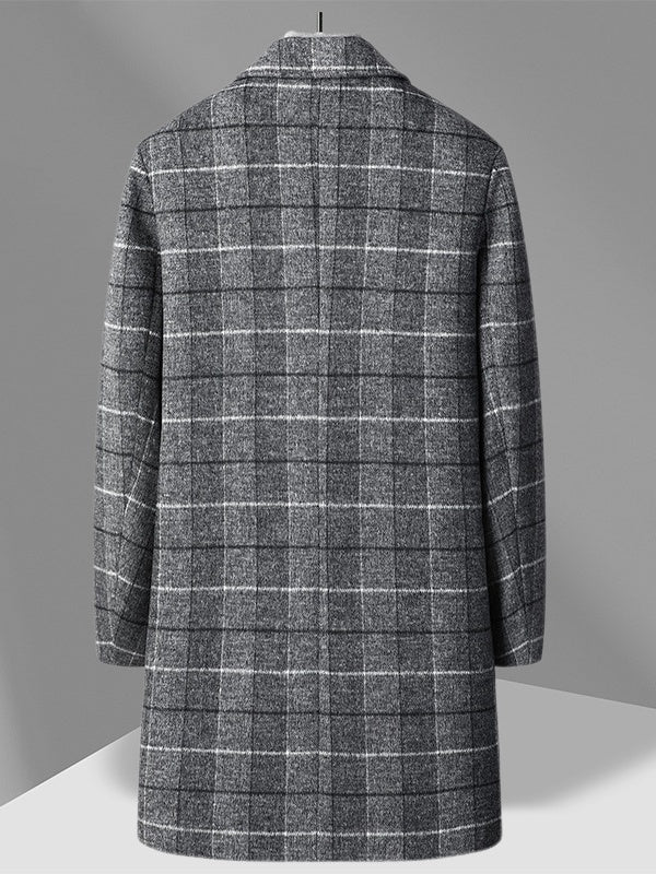 Mid-length Leisure Plaid Cotton Thickening Wool Coat