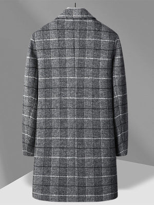 Mid-length Leisure Plaid Cotton Thickening Wool Coat