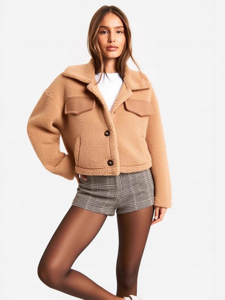 Polar Fleece Cropped Button Jacket