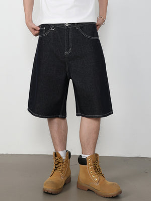 Retro Five Points Loose-fit Leisure Denim Shorts