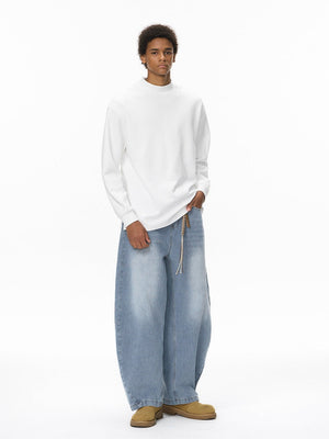 Liber Autumn Neutral wear Ribbed turtleneck Solid Color T-shirts