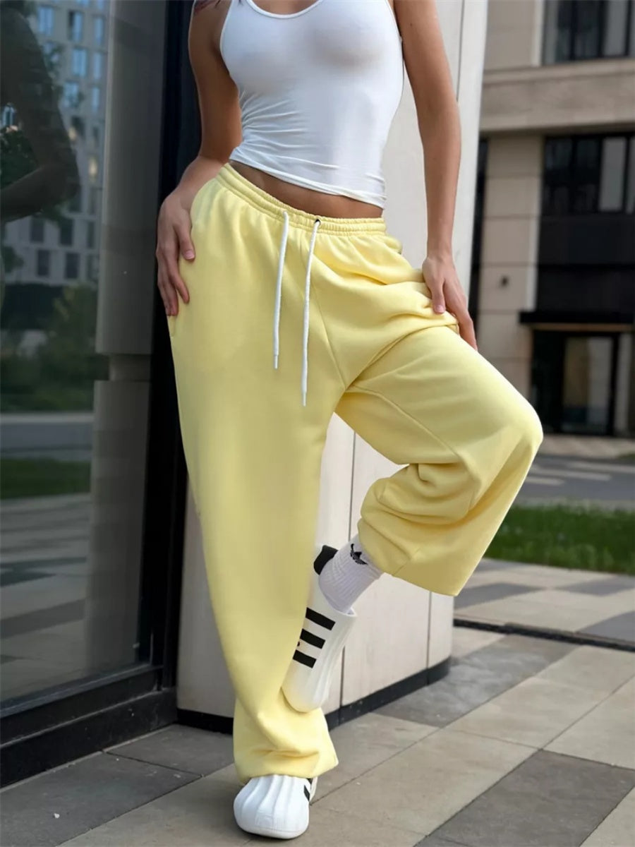Liber Women's autumn loose lace-up straight pants