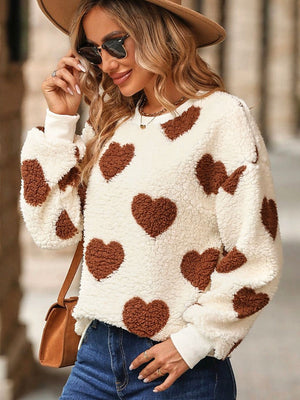 Heart Pattern Sweatshirt Jacket