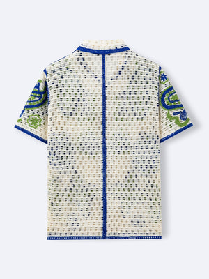 Hawaii Hollow Jacquard Knitting Vacation POLO Shirt