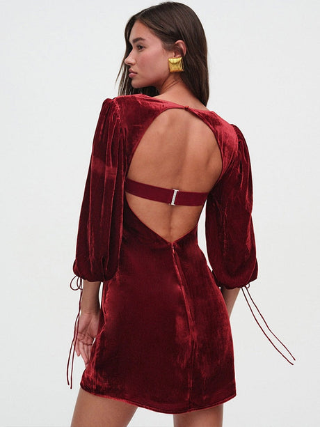 Christmas Cuff Tie Sexy Backless Design Hip Mini&Short Dresses