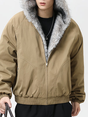 Fur Collar Hooded Thickening Keep Warm Jackets Cotton Jacket