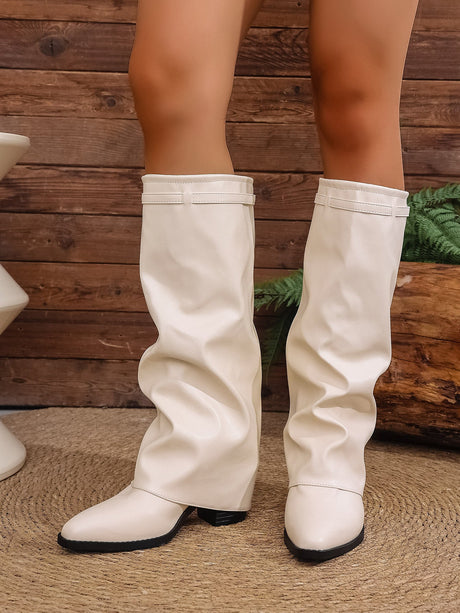 Pleated High-heeled Women's Boots