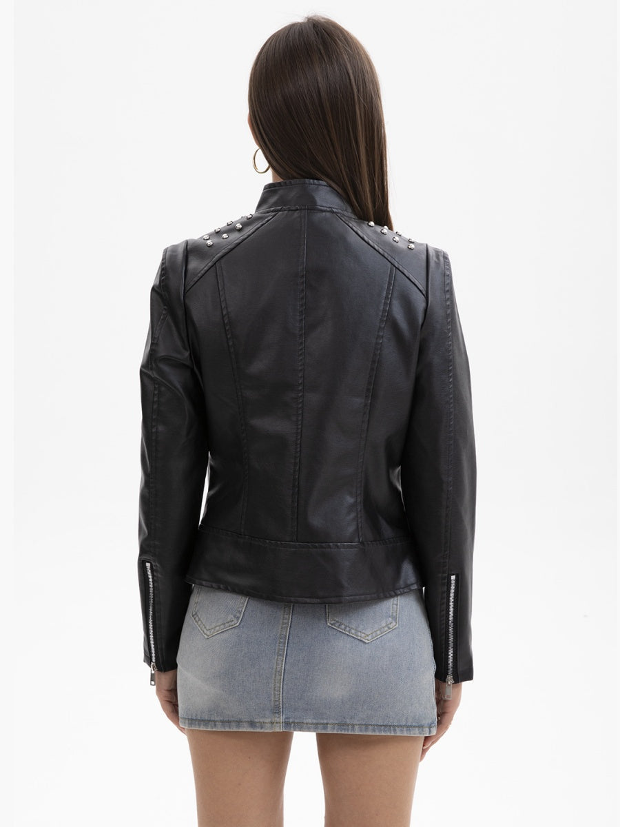 Zipper Studs Slim Fit Short Jackets