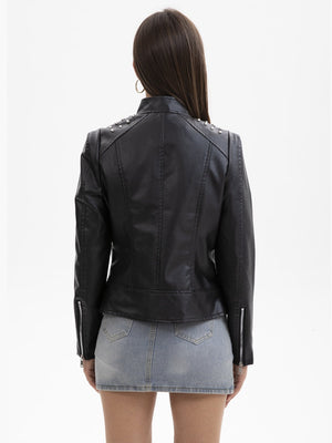 Zipper Studs Slim Fit Short Jackets