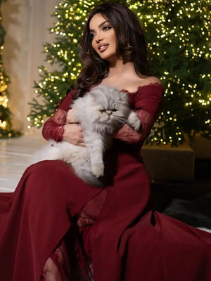 Robes maxi unies d'automne pour femmes Liber