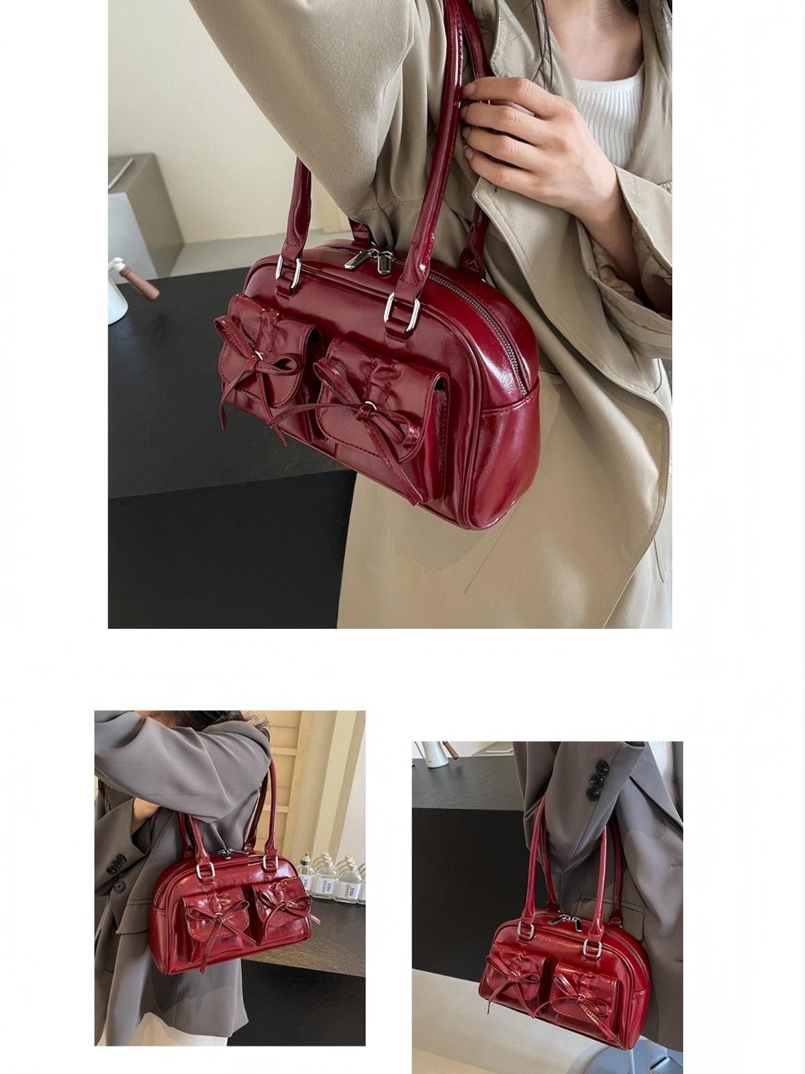Bow-knot Horizontal Square Zipper Handbag