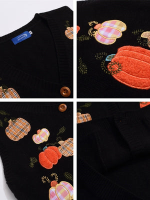 Halloween Fun Little Pumpkin Embroidery V-neck Sweater Vest