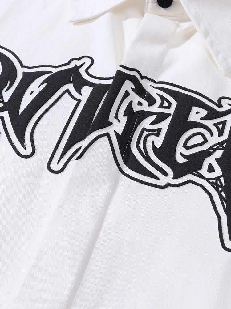 Foam Letter Printing Loose Long-sleeved Shirt