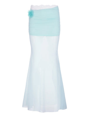 3D Flowers Lace Trim Mesh Splicing Hip Wrap Skirts
