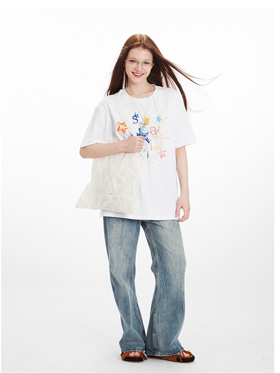 Liber Summer Women's Printed Letter T-shirts