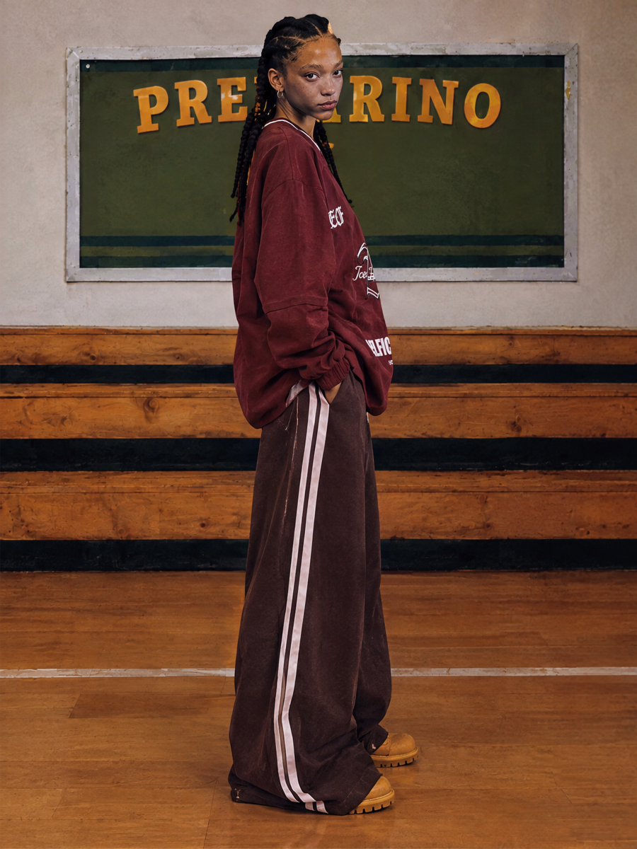 Casual Women's Street Style Drawstring Trousers, Loose And Fashionable, Waist-cinching Wide-leg Trousers, Floor-length Trousers