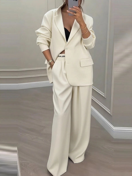 Leisure Wide-leg Pants Suit Commuter Suit 2-piece Sets