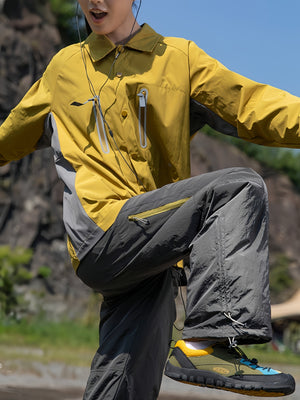 Outdoor Water-repellent Wear-resistant Sports Contrasting Colors Function Lapel Long-sleeved Shirt