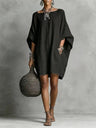 Linen-style Batwing Top, Loose-fitting Midi Dress