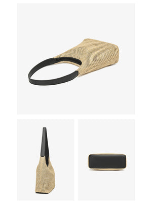 Solid Color Straw Shoulder Bag For Vacation