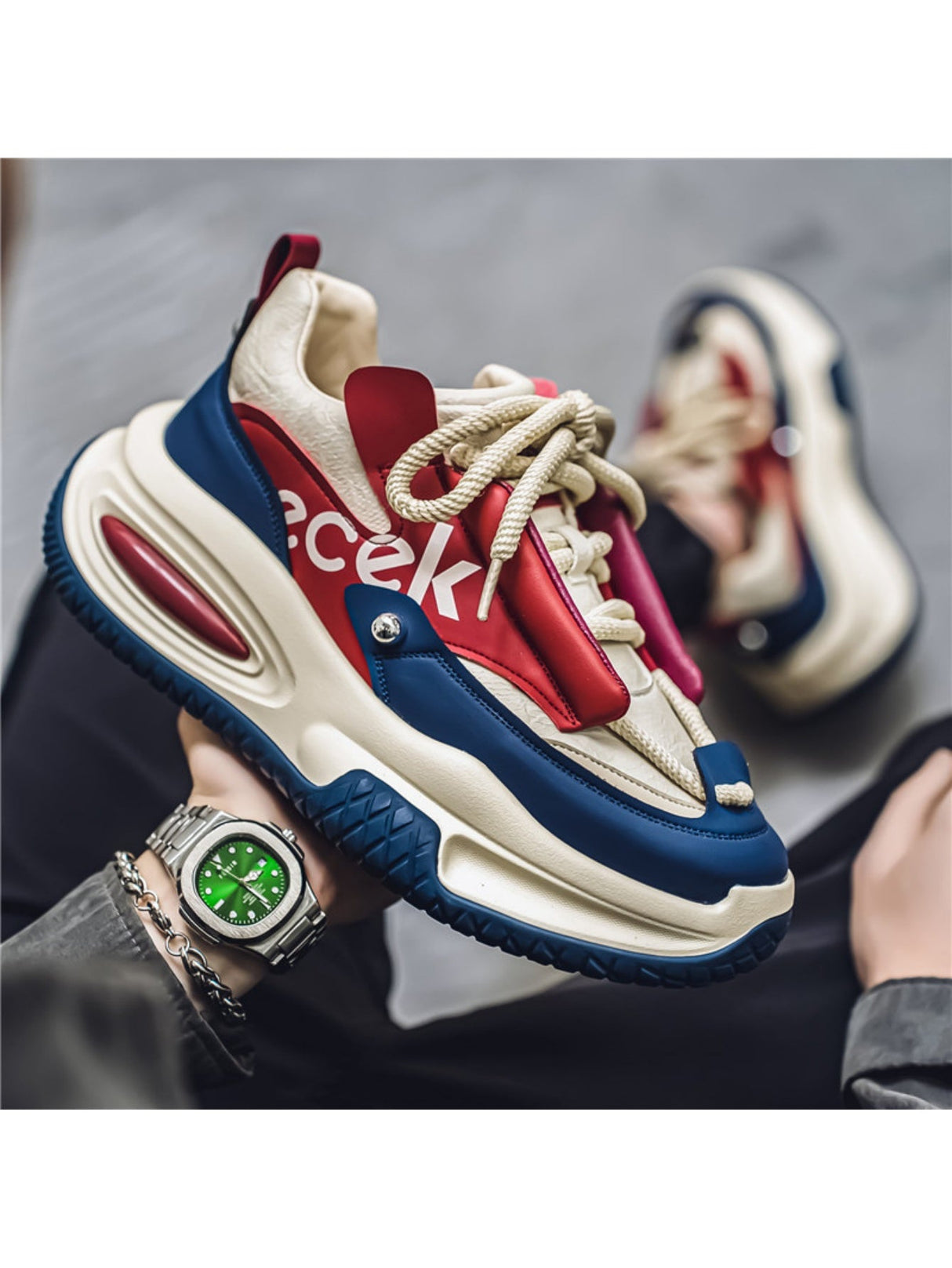 Liber Four Seasons Thick-soled Colorblock Men's Casual Sports Shoes