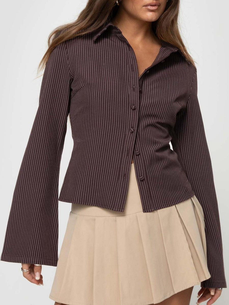 Long Sleeve Buttons Stripes Shirts
