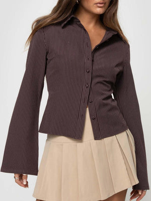 Long Sleeve Buttons Stripes Shirts
