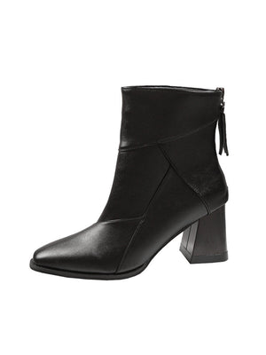 Solid Color Geometric Patchwork Chunky Heel Women's Boots