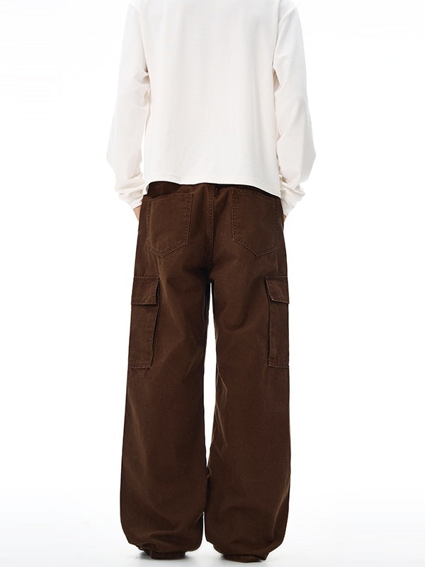 Liber Autumn Men's Multiple pockets Solid Color Cargo Trousers
