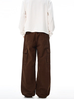 Liber Autumn Men's Multiple pockets Solid Color Cargo Trousers