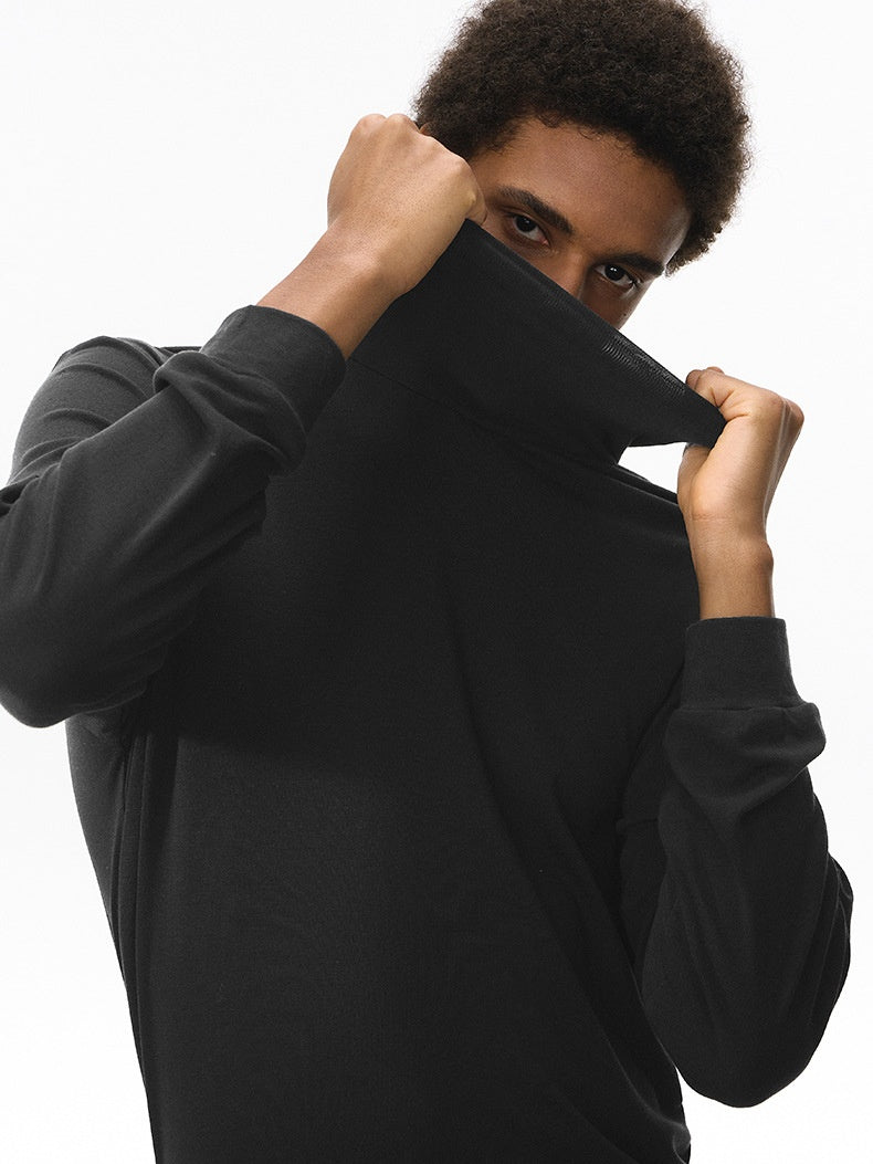 Wool Turtleneck Ins Slim Blended Straight Shoulders Long-sleeved T-shirt