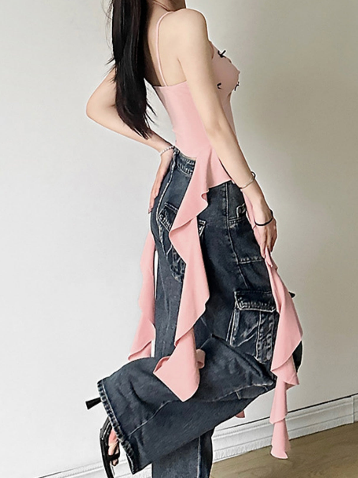 Bow Wavy Edge Sweet Tank Tops&Camis