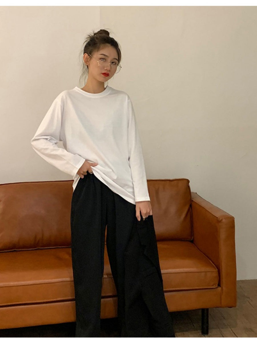 Liber Autumn Women's Splicing Solid Color T-shirts