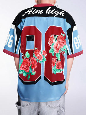 T-shirts en maille patchwork imprimés numériquement rose