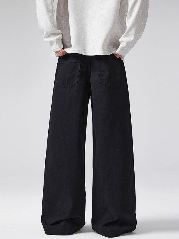 A-shaped Twill Cotton Cleanfit Wide-leg All-match Pants
